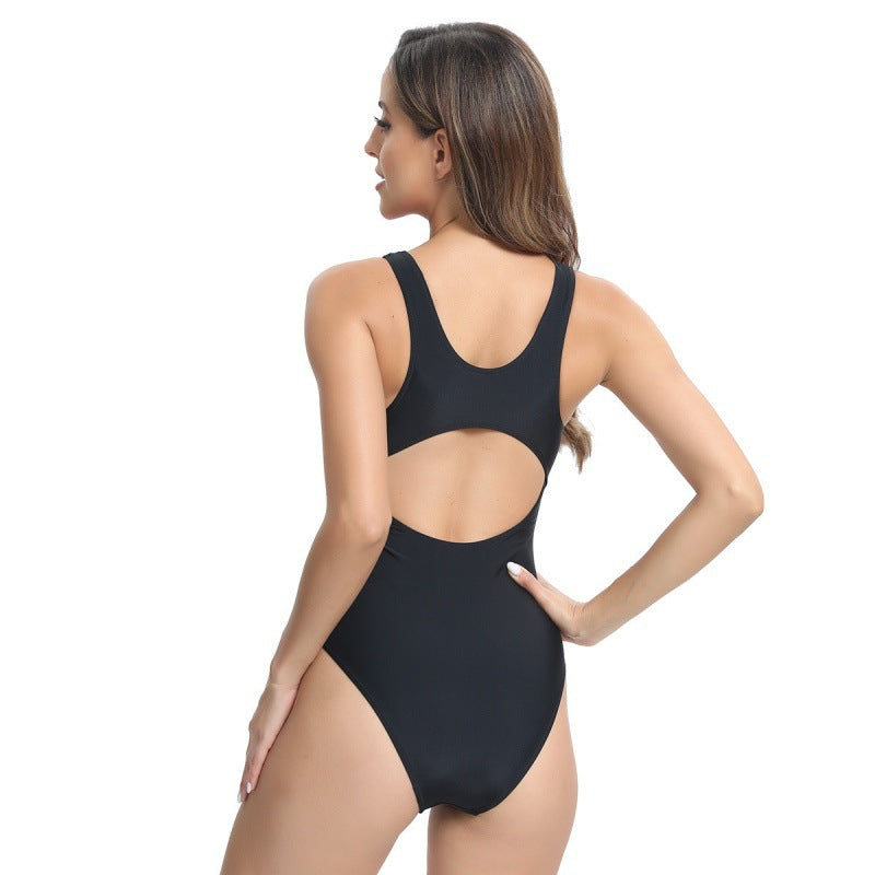 Damen Sportlicher Einteiler Badeanzug mit auffälligen Farbakzenten R&B