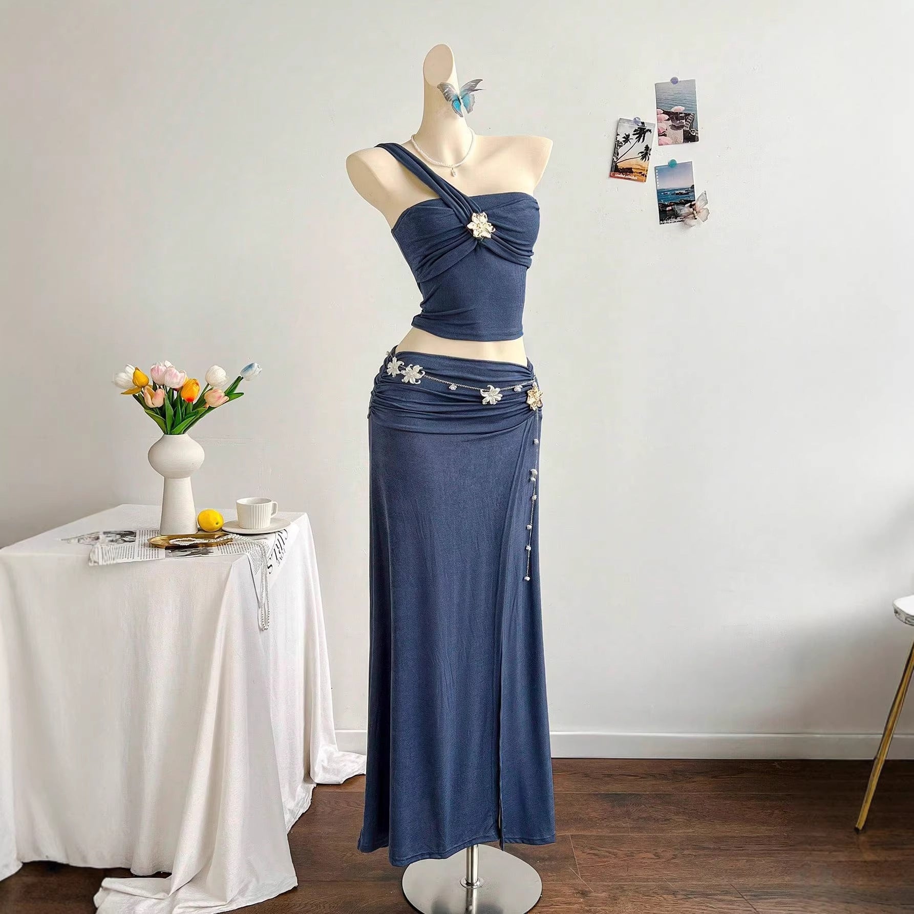 Damen elegantes Sommerkleid mit floralem Detail R&B