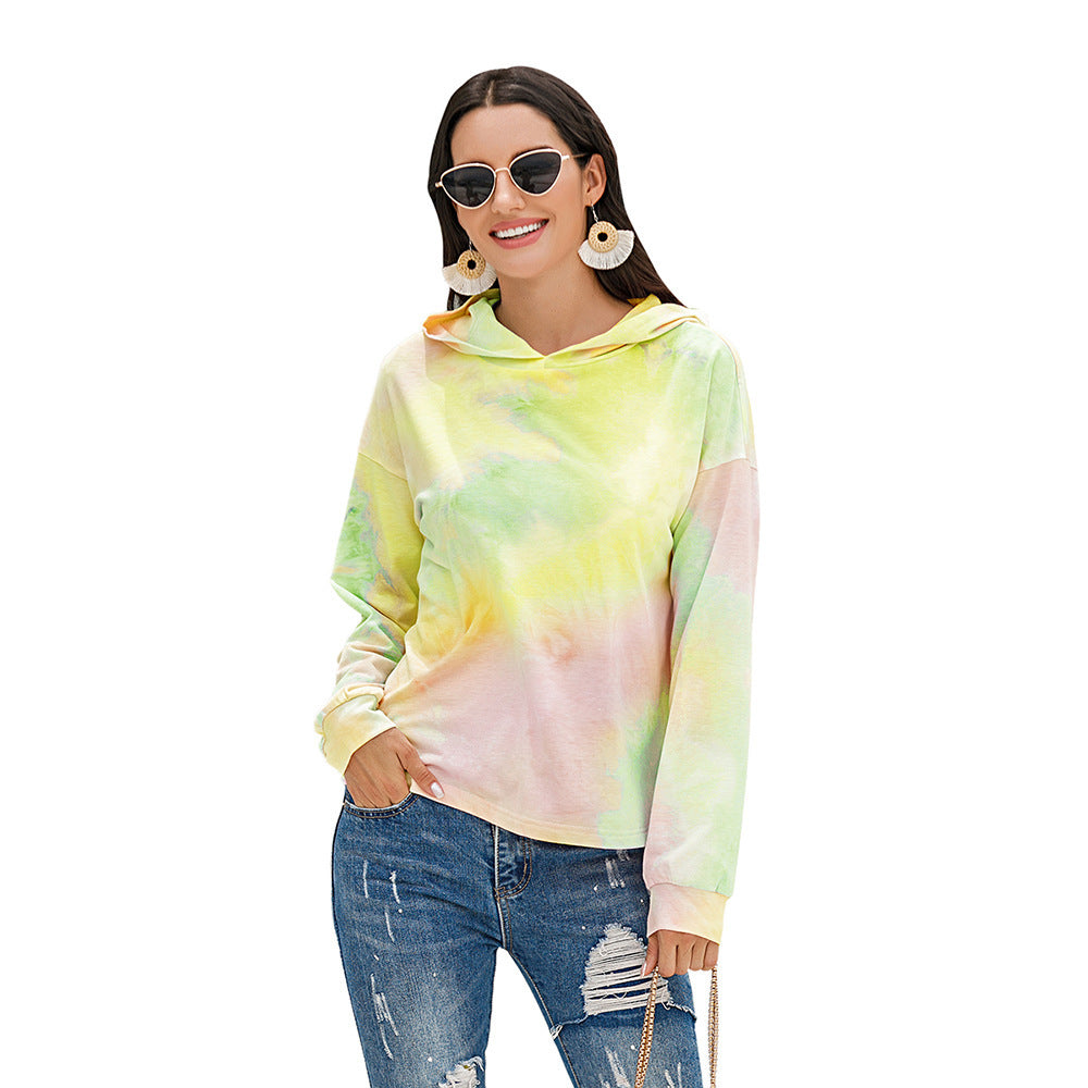 Damen lässiger Kapuzenpullover mit modernem Tie-Dye-Design R&B