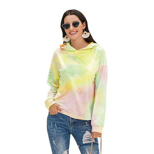 Damen lässiger Kapuzenpullover mit modernem Tie-Dye-Design R&B