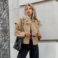 Damen Kurze Utility-Jacke mit voluminösen Ärmeln und praktischen Taschen R&B