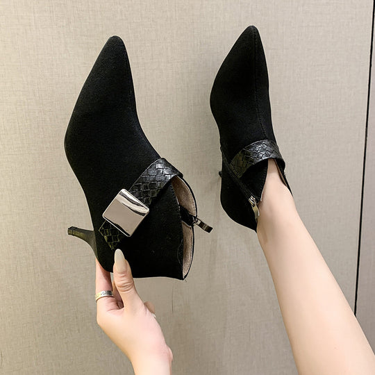 Damen Ankle-Boots mit modischem Riemen und elegantem Blockabsatz R&B