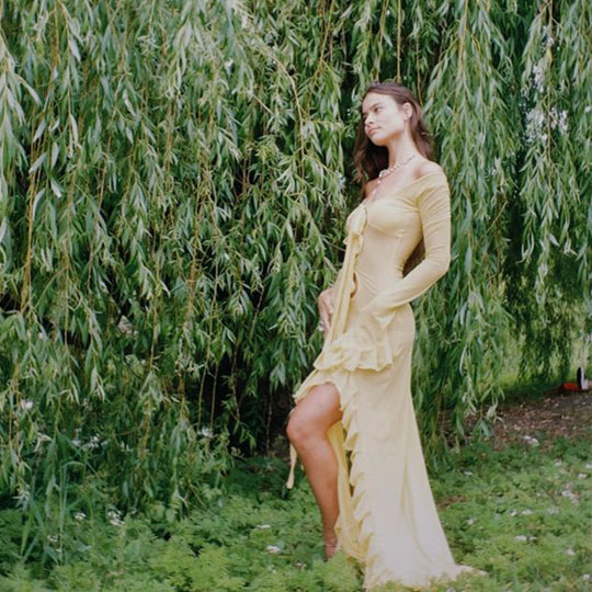 Damen elegantes Strandkleid mit transparenten Einsätzen und raffinierten Schnürdetails R&B