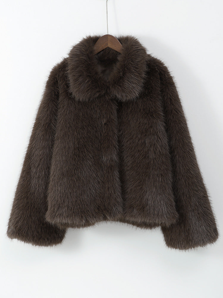 Damen Kuschelige Kunstfelljacke mit voluminösem Kragen R&B