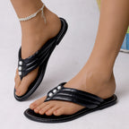 Damen elegante Zehengreifer-Sandalen mit Perlenverzierung R&B