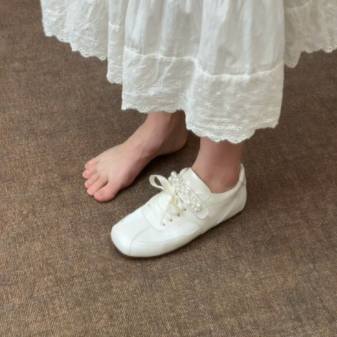 Damen Mode Sneaker mit luxuriösem Perlenakzent R&B