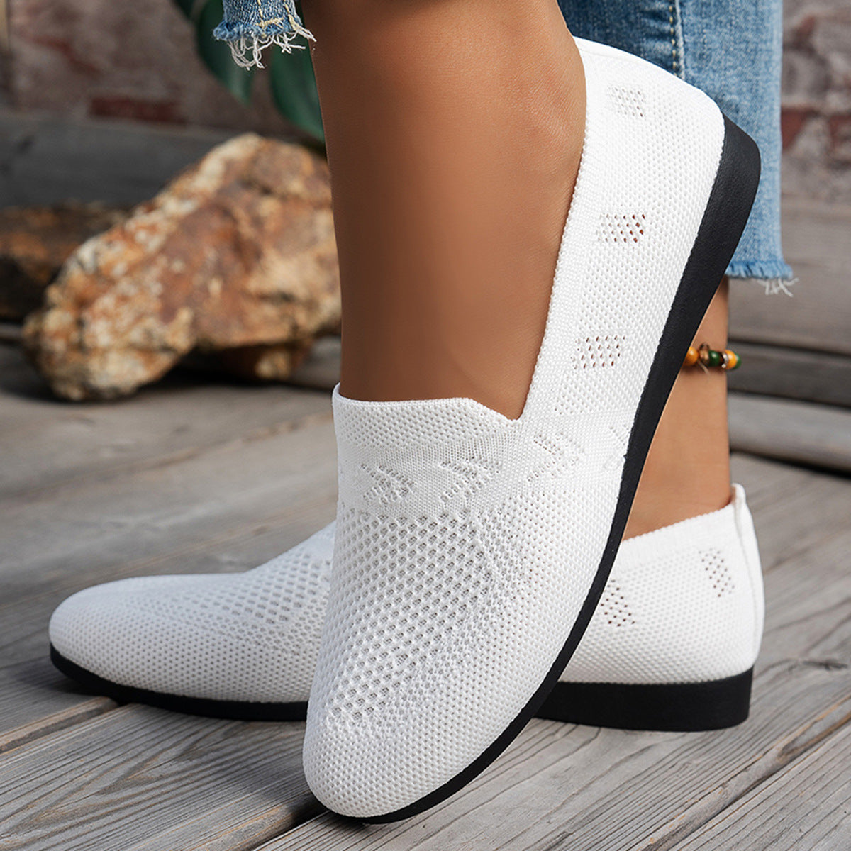 Damen komfortable Slipper mit innovativem Strickdesign R&B