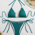 Damen Bunt geschmückter Triangel-Bikini R&B