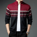 Herren Strickjacke mit hohem Kragen und attraktiven Mustern