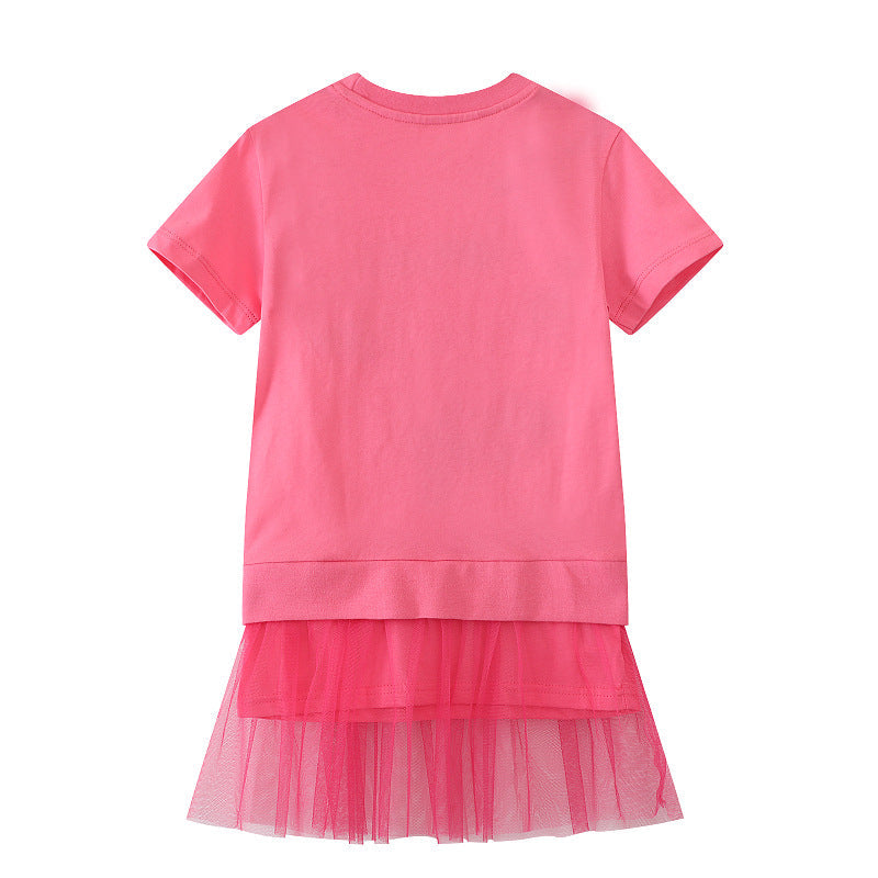 Mädchen T-Shirt Kleid mit bezauberndem Tüllunterrock R&B