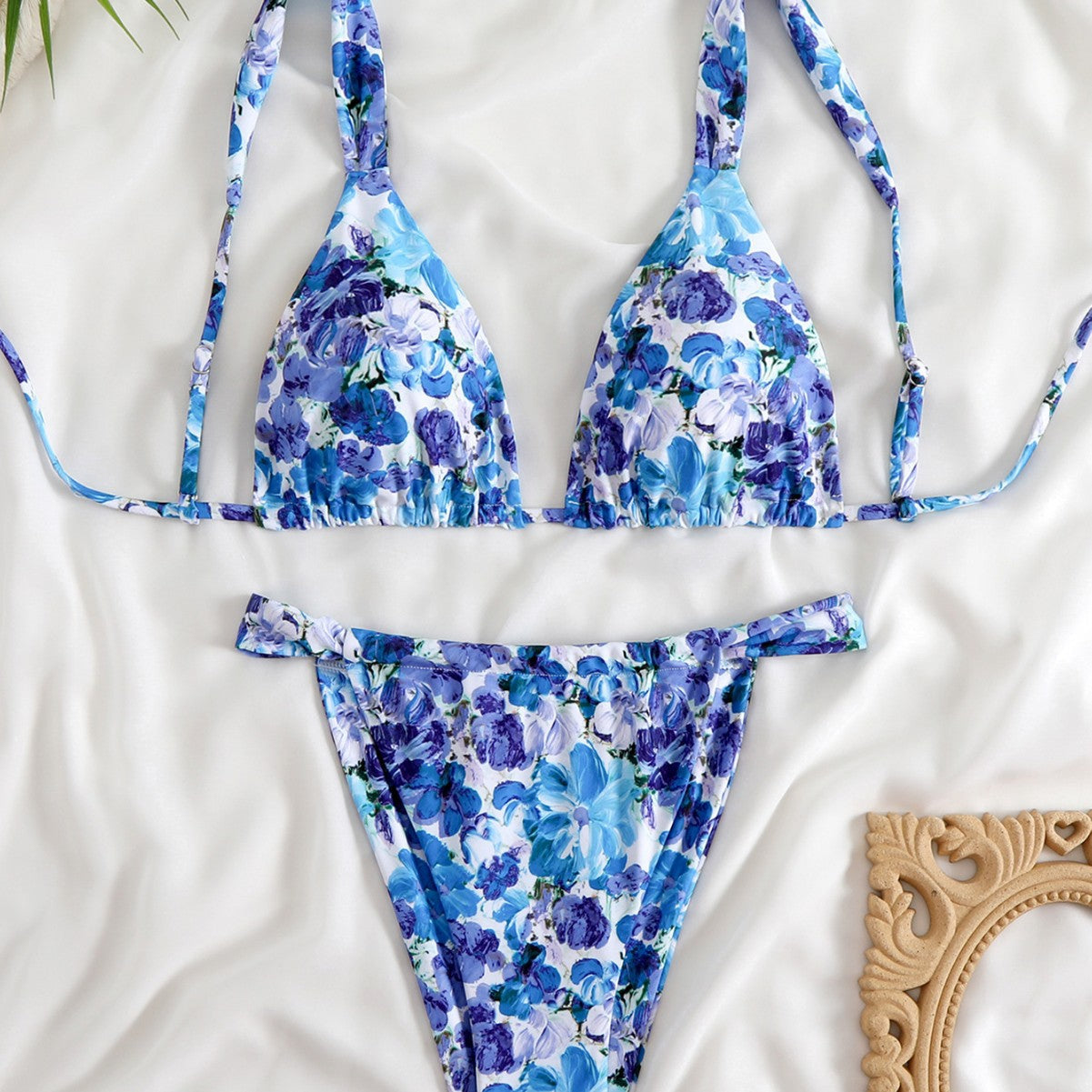 Damen Triangel-Bikini-Set mit modischem Tiermuster R&B