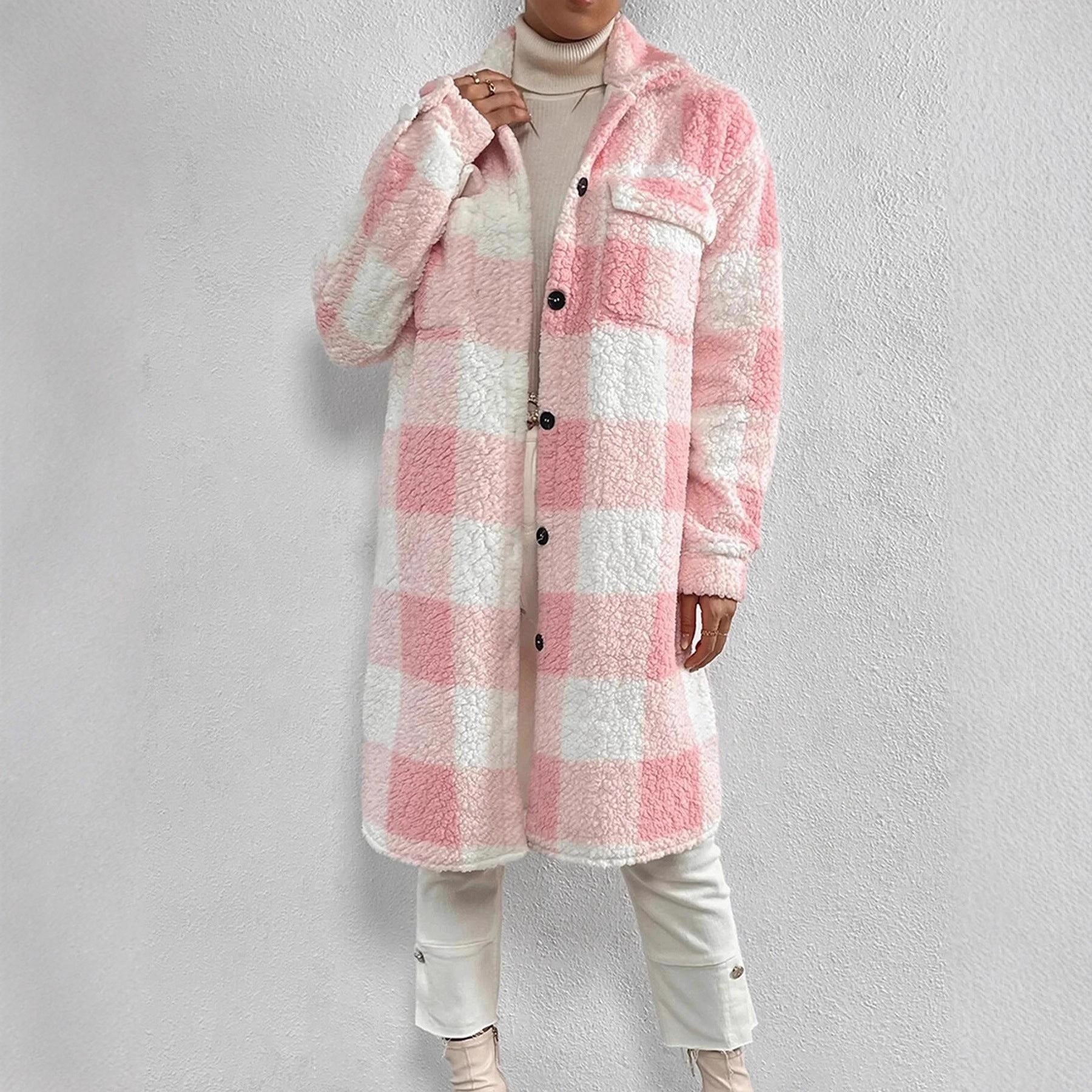 Damen Kuschelige Karojacke R&B