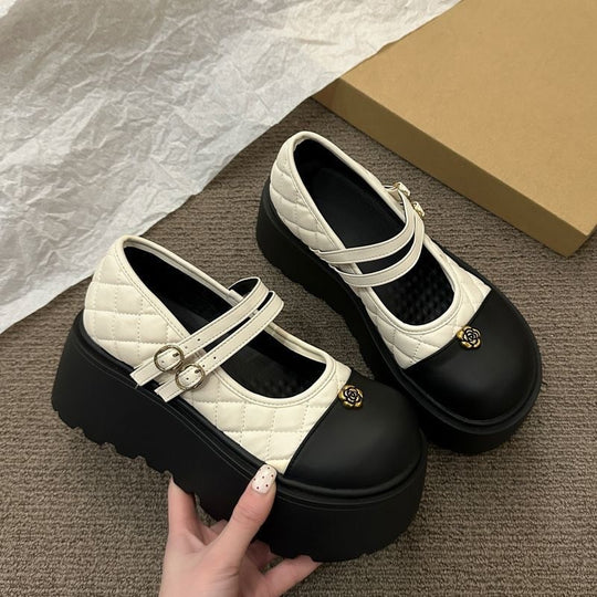 Damen Platform Mary Janes mit modischen Zweiriemen und geschmackvollem Design R&B