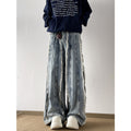 Damen Lässige Weitbein-Jeans mit Fransen-Design