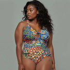Damen Einteiler Badeanzug mit verspieltem Floral-Muster