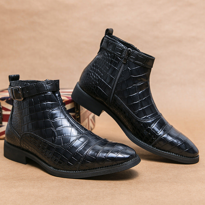 Damen elegante Schnürstiefeletten mit modischem Krokodilmuster R&B