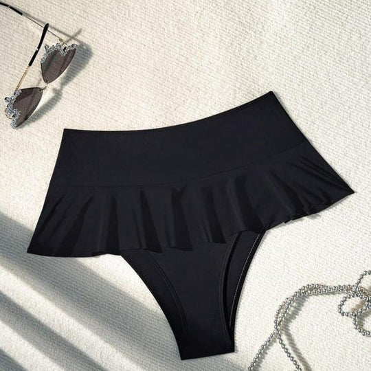 Damen Badeset mit eleganter Rüsche und hohem Taille R&B