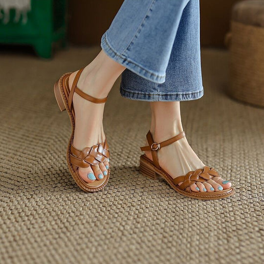 Damen Riemchen-Sandalen mit geflochtenem Design und komfortabler Sohle R&B