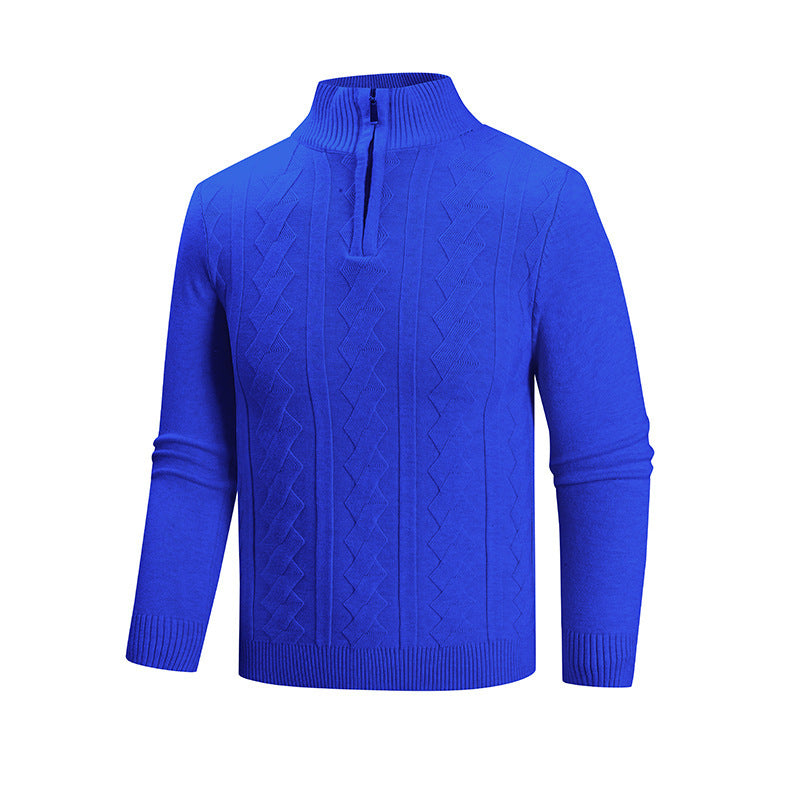 Herren modischer Strickpullover mit hohem Kragen und strukturiertem Design R&B