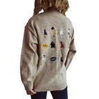 Damen pullover mit bunten Stickmotiven und lässigem Schnitt R&B