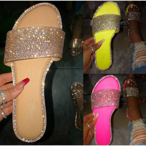 Damen Glamouröse Strandsandalen mit Strassverzierungen R&B