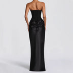 Damen Elegantes Langarm-Maxikleid mit raffinierten Drapierungen