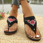 Damen Elegante und bequeme Hausschuhe mit Blumenstickerei R&B
