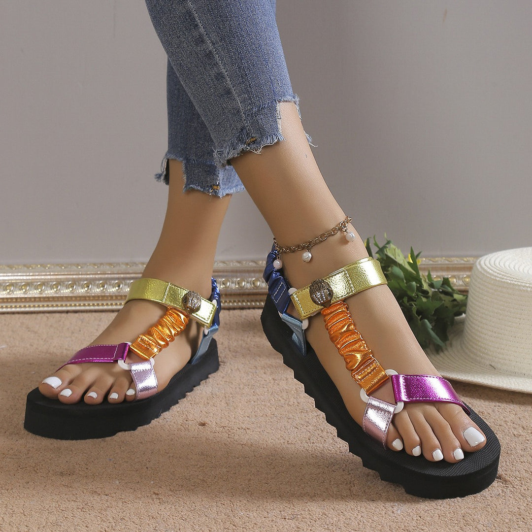 Damen Trendige und bequeme Riemchen-Sandalen mit elastischen Bändern R&B