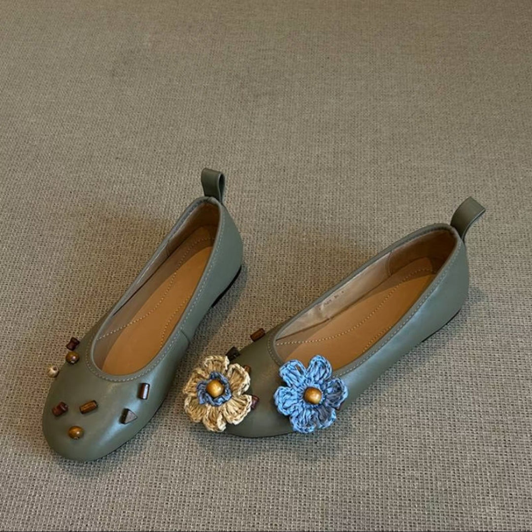 Damen Ballerinas mit floralem Dekor und schimmernder Oberfläche R&B