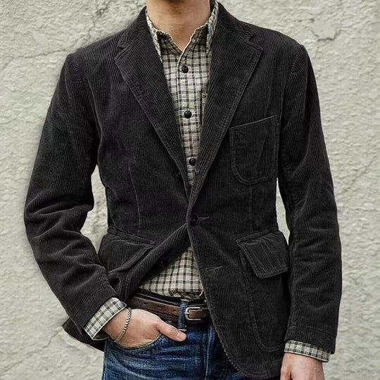 Herren modischer Cordblazer mit mehreren Taschen und eleganter Passform R&B