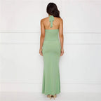 Damen Elegantes Maxikleid mit Halterneck und figurbetontem Design R&B
