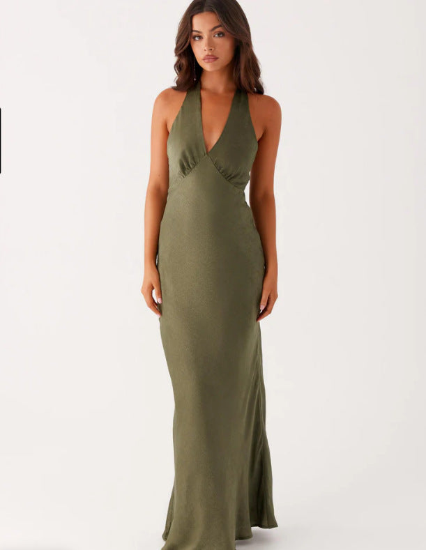 Damen Elegantes ärmelloses Hochzeitskleid mit Taillierungsband und fließendem Stoff R&B