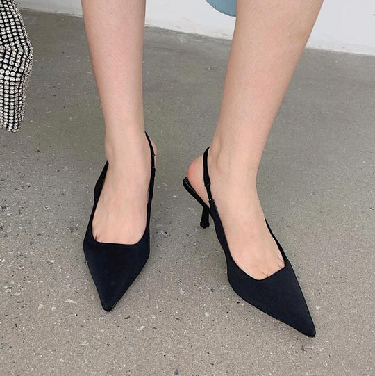 Damen Slingback-Pumps mit Spitze und elastischem Riemendesign R&B