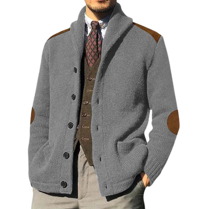Herren Strickjacke mit klassischem Schalkragen und eleganten details R&B