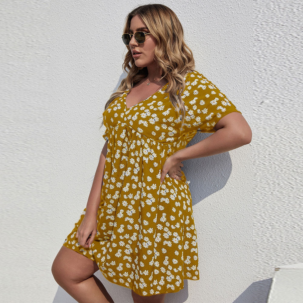 Damen Blümchenkleid mit V-Ausschnitt und lässigem Schnitt R&B