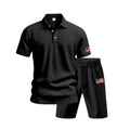 Herren Polo- und Shorts-Set mit gesticktem Länderflaggen-Motiv