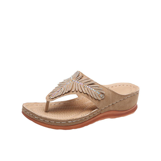 Damen Zehentrenner-Sandalen mit schimmerndem Strass und komfortablem Fußbett R&B