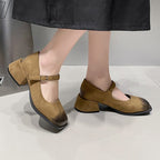 Damen elegante Mary Jane-Blockabsatzschuhe mit modischen Schnallen R&B