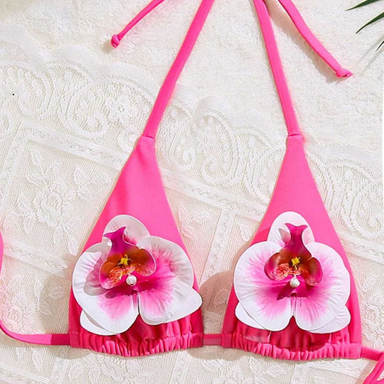 Damen Floral verziertes Triangel-Bikini R&B