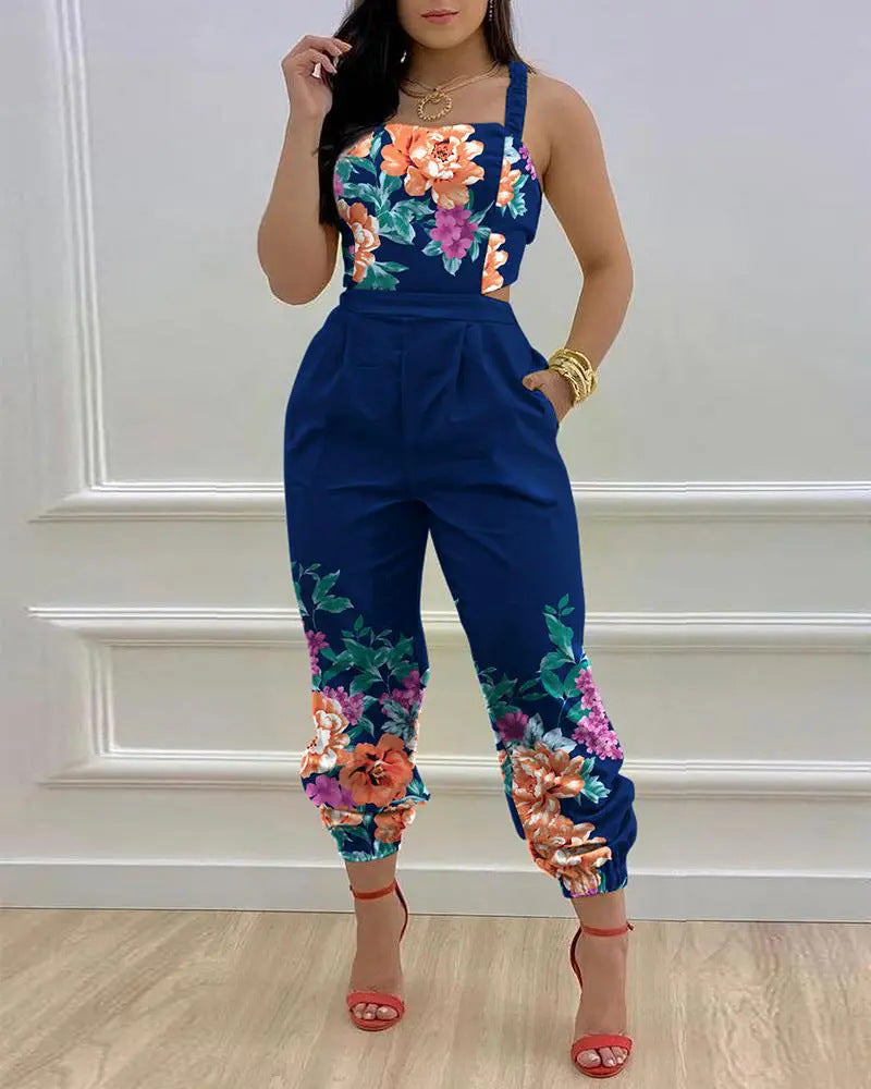 Damen lässiger Overall mit floralem Design R&B