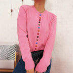 Damen stilvolle Strickjacke mit bunten Knöpfen R&B