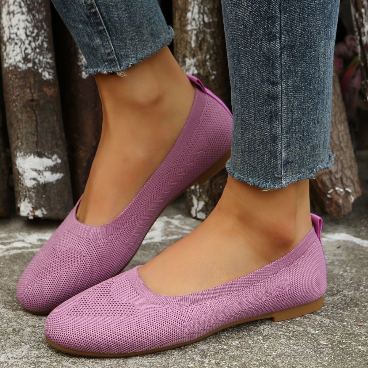 Damen Atmungsaktive Slip-On Ballerinas im minimalistischen Design R&B