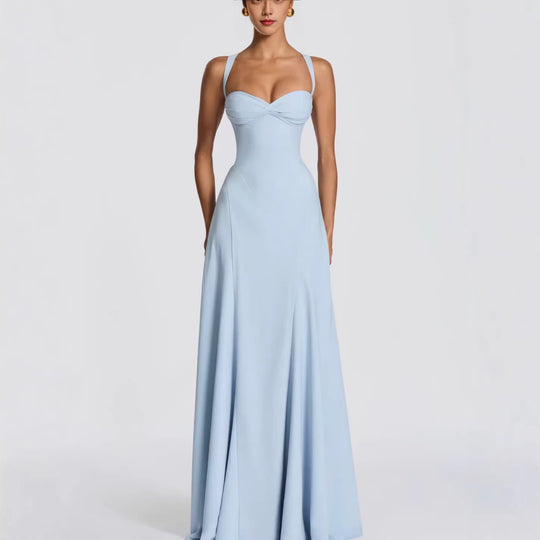 Damen Elegantes Maxikleid mit herzförmigem Ausschnitt und fließendem Stoff R&B