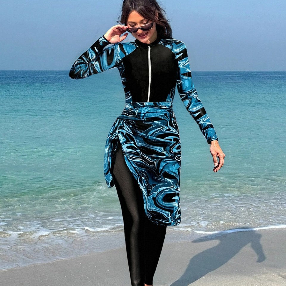 Damen Sportlicher Surfanzug mit Wickelrock R&B