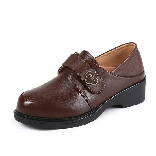 Damen Mokassins mit elegantem Riemen und dämpfendem Blockabsatz R&B