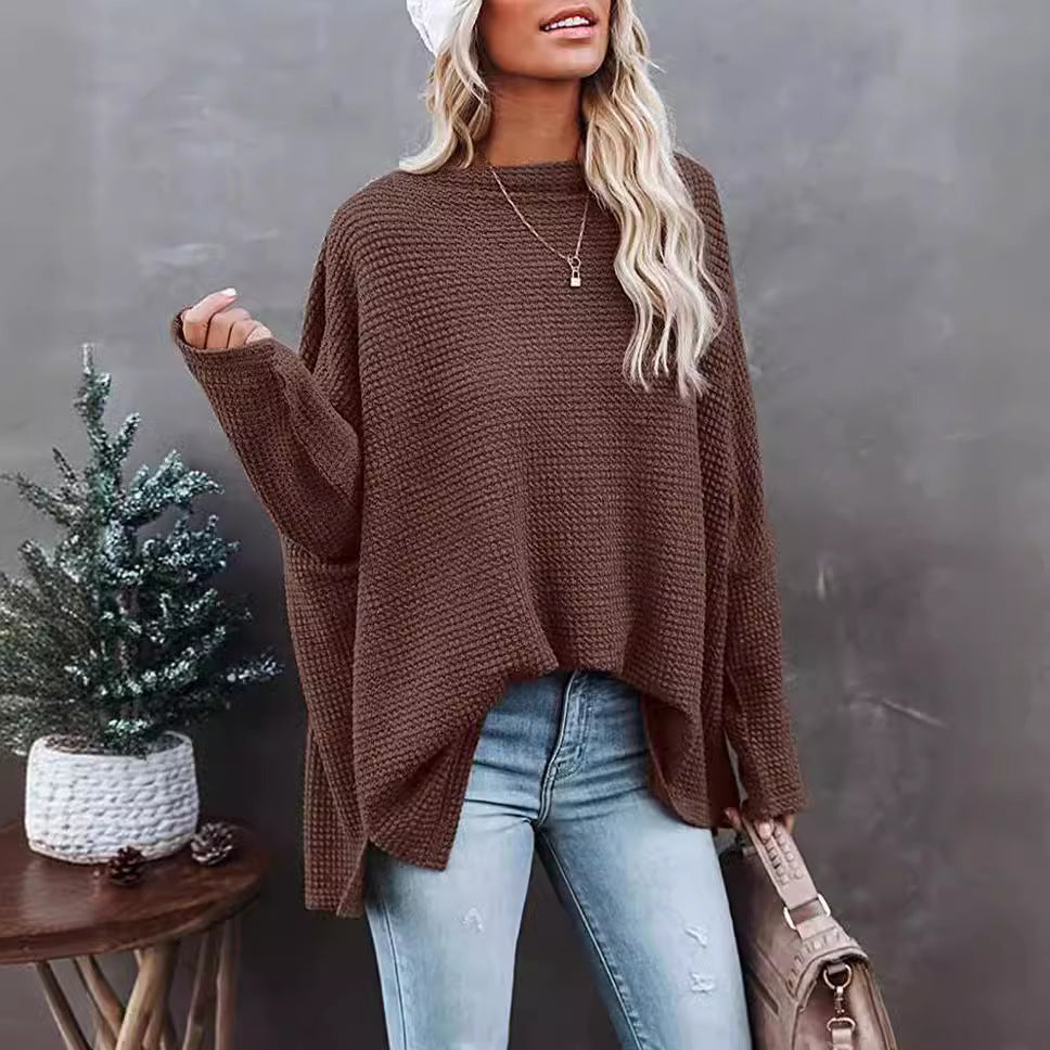 Damen lässiger Off-Shoulder Pullover im Strukturdesign R&B