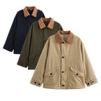 Damen Übergangsjacke mit Cordkragen und praktischen Taschen R&B
