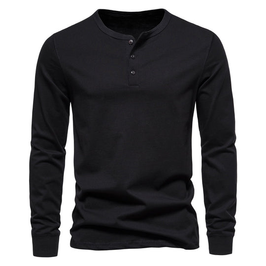 Herren Langarm-Henley-Shirt mit Knopfleiste und hohem Tragekomfort R&B
