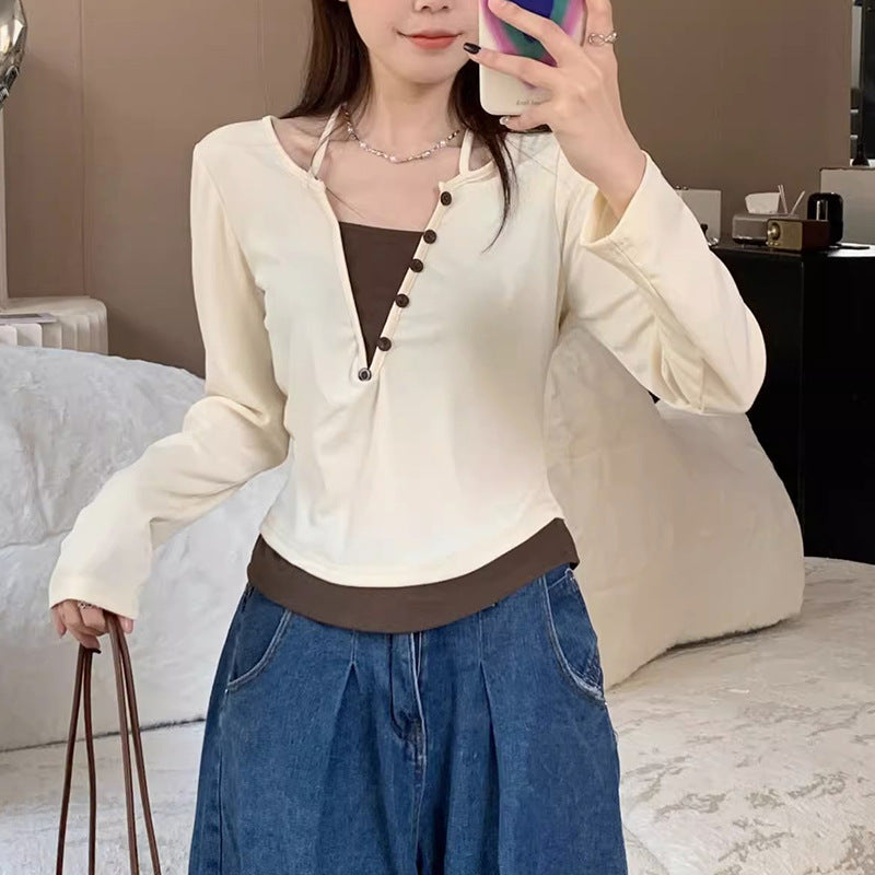 Damen Langarmshirt mit modernem Knopfleistentwurf und lässigem Schnitt
