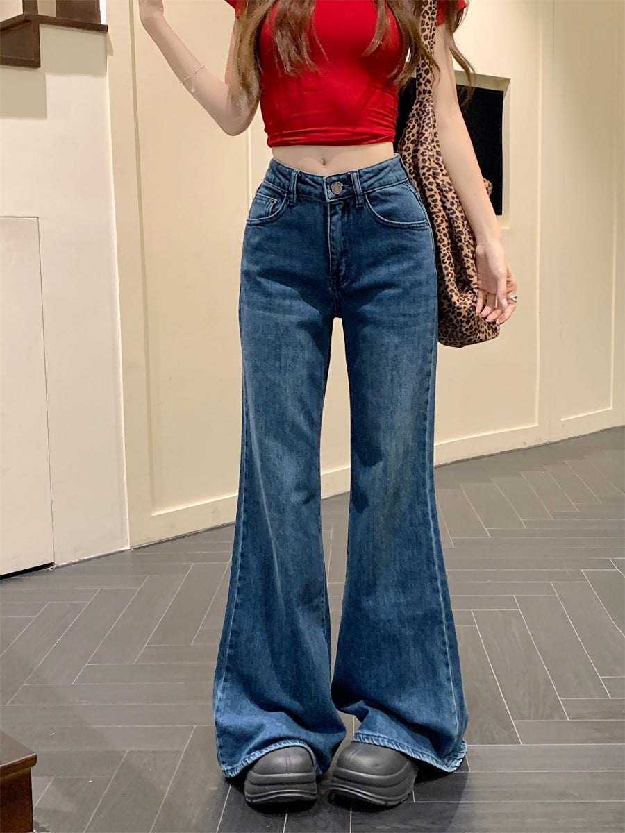Damen Weit geschnittene High-Waist Jeans mit ausgefallenem Saum R&B